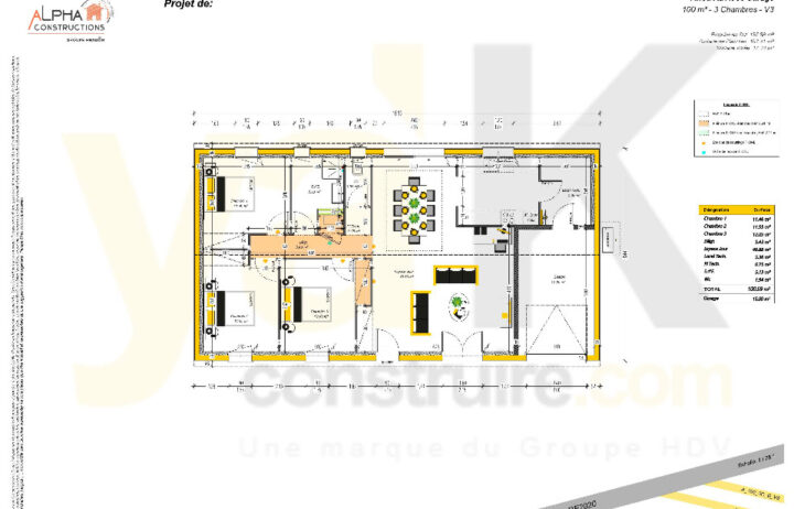 votre maison de 100m2 sur un terrain de 964m2 sur la commune de La Douze au prix de 205000&euro; avec Alpha Constructions